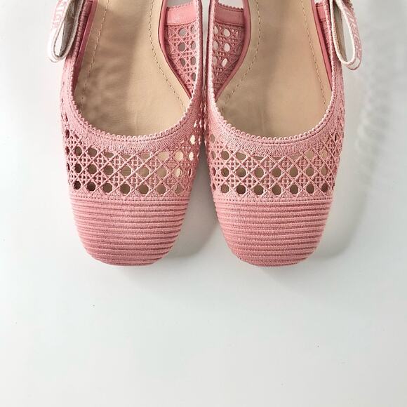 Dior & Moi Cannage Mesh Pink Bow Logo Slingback Flats Sandals 40.5 - Picture 3 of 12